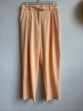 H&M Peach High-Waist Pleated Trousers